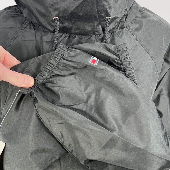Tommy Hilfiger Black Windbreaker Jacket Spell Out Logo Nylon Pullover 90s Small - Picture 7 of 9